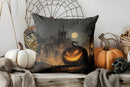 Axyaa Moonlit Woods & Pumpkins Pattern Cushion Cover for Sofa, Bedroom, Car