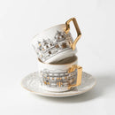 Axyaa Ceramic Coffee Cup and Dish Set: European Town Theme, English Style, Retro Design