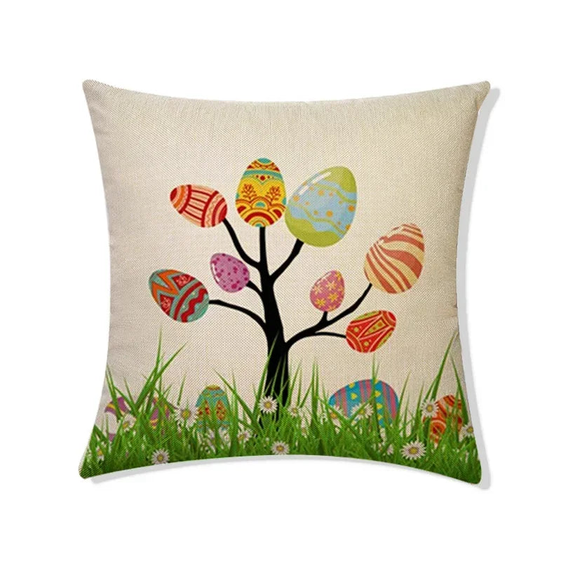 Easter Rabbit Eggs Design Linen Pillowcase - Axyaa Brings Spring Joy
