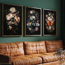 Axyaa 3-Piece Insect Pattern Art Set, Frameless Gothic Posters, Dark Floral Aesthetic Prints