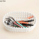 Axya Ceramic Woven Storage Set: Basket, Jar, Tube, Rack, Tray, Box Organizer