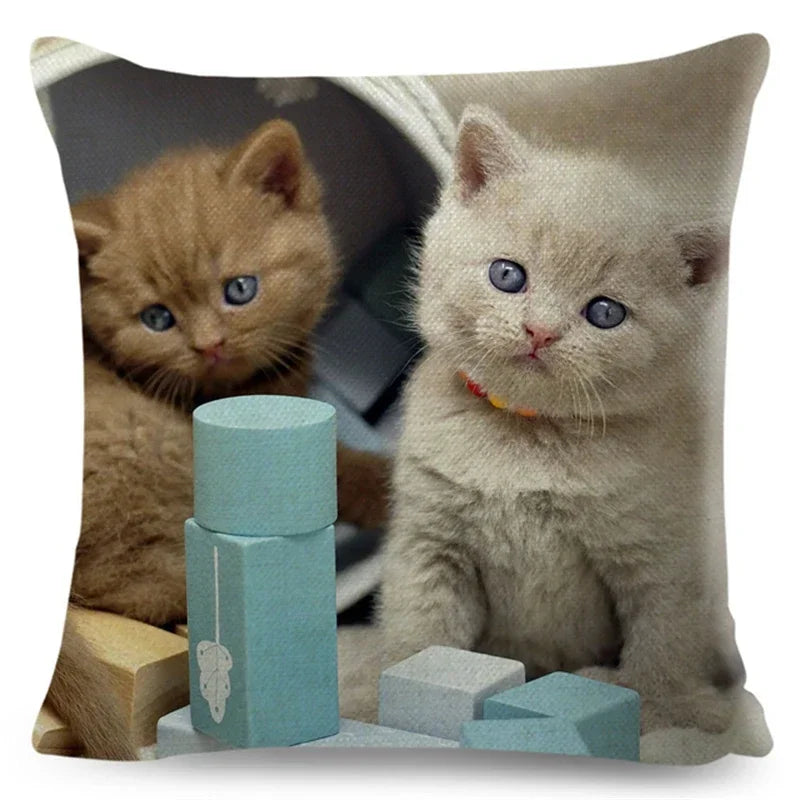 Cute Cat Print Fold Ear Pet Pillowcase for Cozy Home Decor by Axyaa
