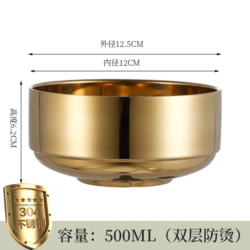 Axyaa Stainless Steel Double Layer Rice Soup Bowl - Durable Kitchen Tableware