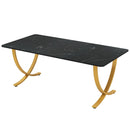 Axyaa 63" Faux Marble Top Dining Table: Modern Kitchen Table