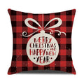 Axyaa Christmas Linen Print Throw Pillow Cover for Home Sofa, Living Room and Bedroom