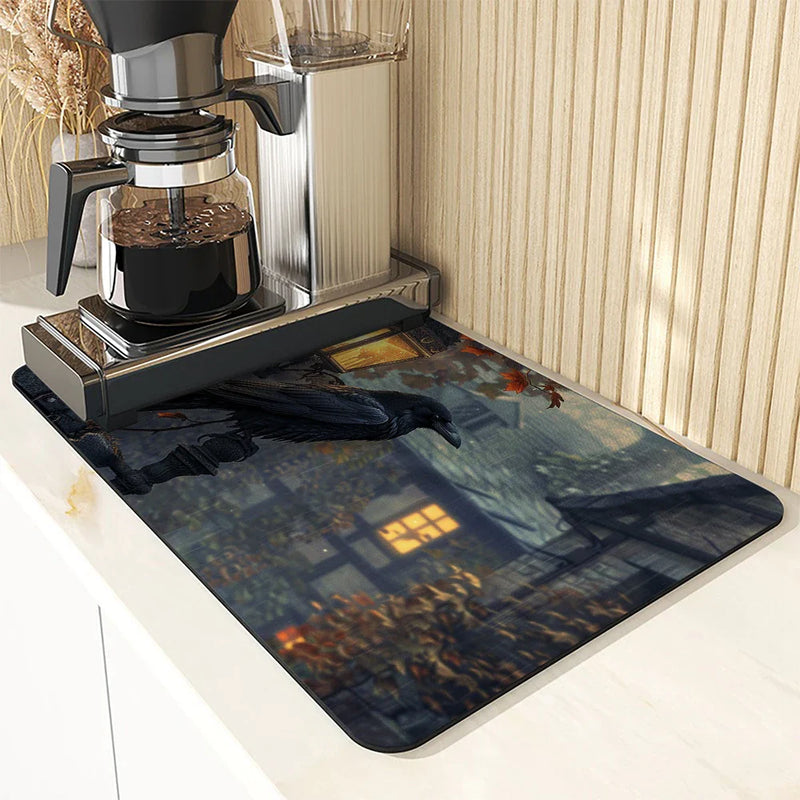 Axyaa Halloween Vine Kitchen Antiskid Drying Mat - Quick Dry & Absorbent