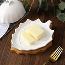 Axyaa Leaf Shaped Ceramic Butter Plate with Lid - Tableware Set