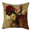 Axyaa Vintage Flowers & Birds Oil Painting Pillow Cover