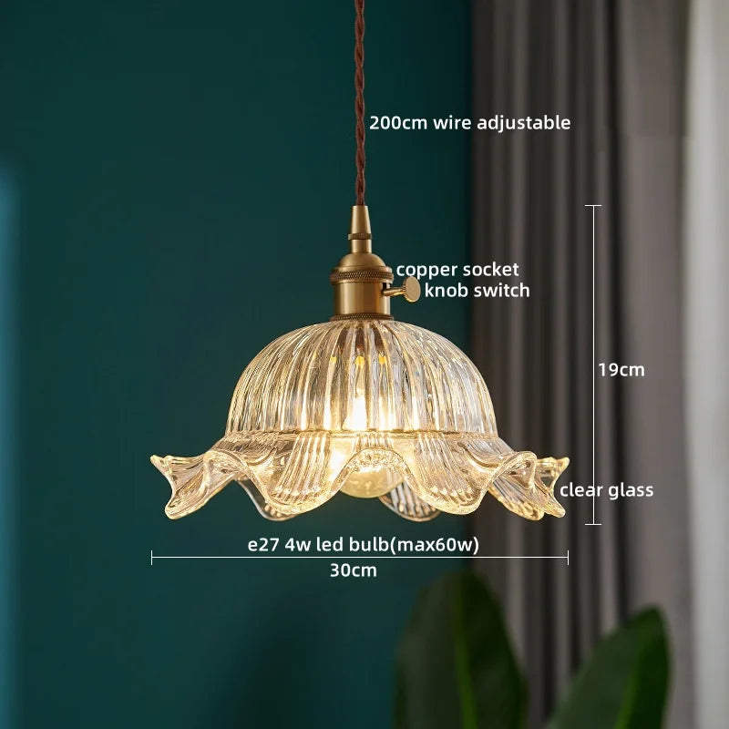 Axyaa Modern Copper Pendant Light Glass Chandelier for Living Dining Bar Kitchen