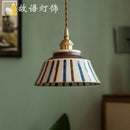 Axyaa Vintage Ceramic Pendant Light with Knob Switch and LED Copper Finish