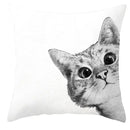 Axyaa Cute Cat Dog Pillowcase 45*45cm Bedroom Sofa Decor White Black Animal Pillowcase