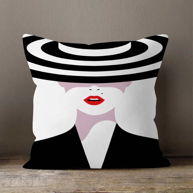 Axyaa Soft Velvet Beauty Pillowcase - Black & White Plush Cushion Cover