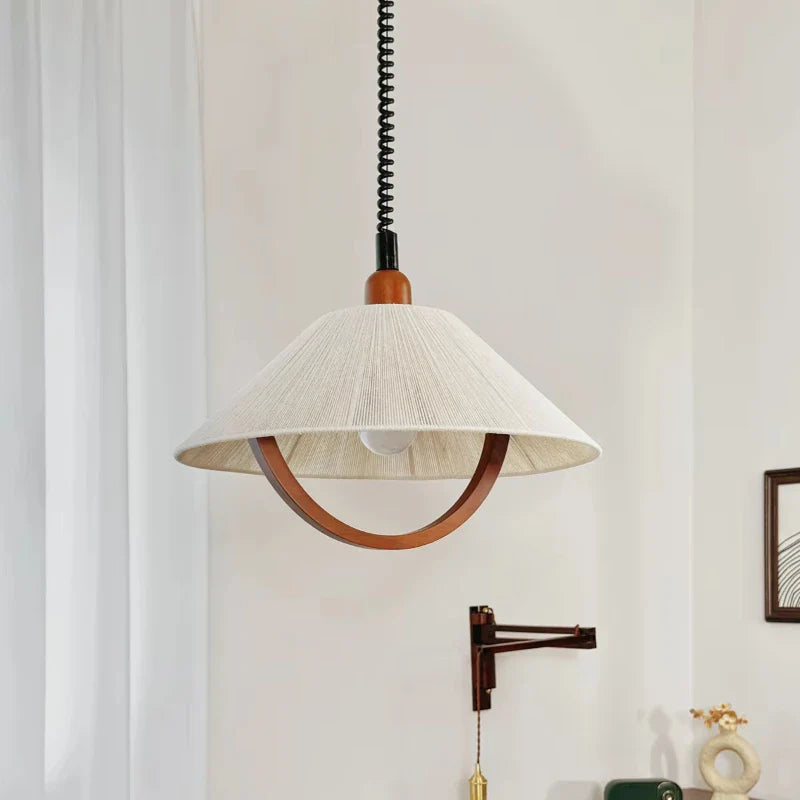 Wood Pendant Chandelier by Axyaa: Retro Japan Style Hanging Lamp for Rustic Room Decor