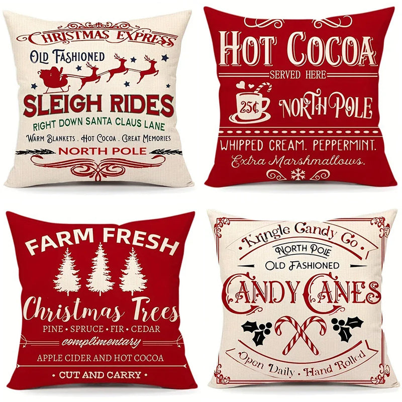 Axyaa Christmas Pillowcase Zipper Closing Sofa Cushion Cover Home Decoration Gift