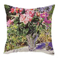 Axyaa Vintage Flowers & Birds Oil Painting Pillow Cover