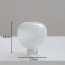 Axyaa Circular Glass Vase with Artificial Flowers: Minimalist Desk Decor and Room Aesthetic