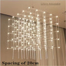 Axyaa Stainless Steel LED Pendant Lamp, Modern Chrome Square Hanging Light Fixtures