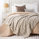 Axyaa Faux Rabbit Fur Throw Blanket: Soft Plush Cozy Mink Blanket for Bed & Sofa