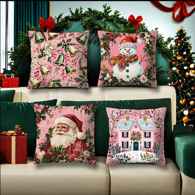 Axyaa Christmas Pillowcase: Festive Santa Claus Snowman Cover for Living Room and Sofa