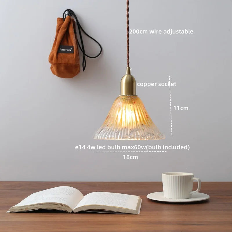 Axyaa Clear Glass LED Pendant Chandelier - Modern Copper Hanging Lamp for Home Decor