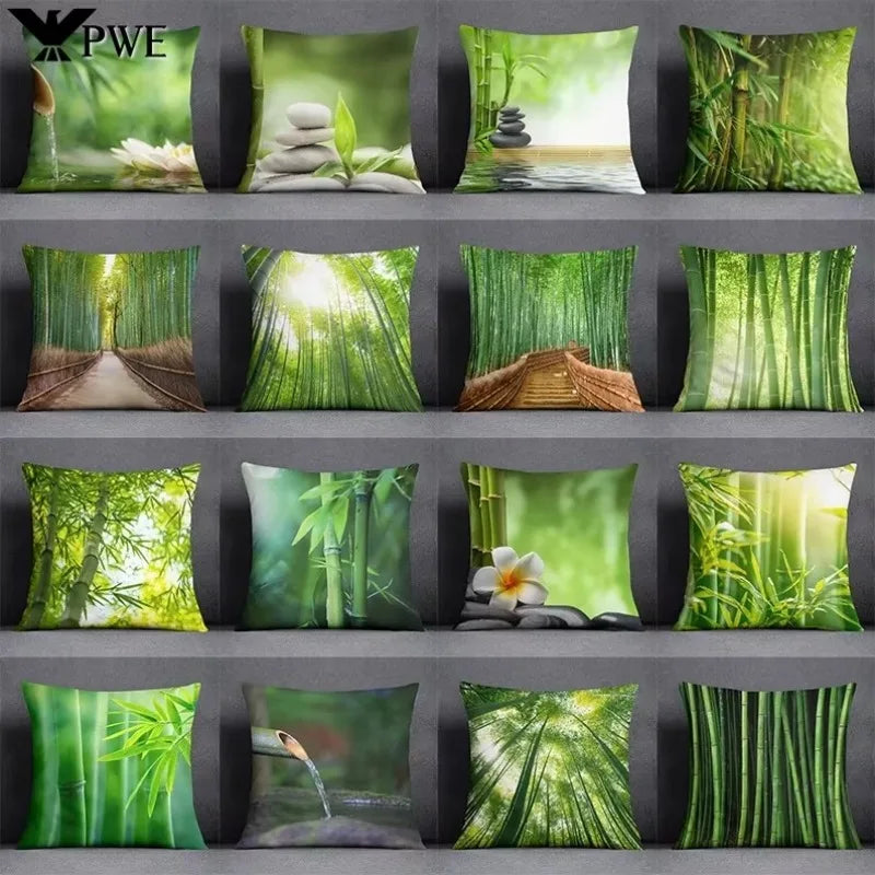 Axyaa Bamboo Forest Pillow Cover Series for Home Office Bedroom Sofa Car