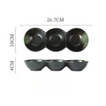 Axyaa Triple Grid Ceramic Sauce Bowl for Hot Pot Sushi Barbecue Tableware