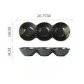 Axyaa Ceramic Triple Grid Sauce Bowl for Hot Pot Sushi Barbecue Seasoning