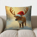 Axyaa Santa Sleigh & Christmas Trees Pillow Cover - Sofa Bedroom Car Decor