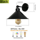 Axyaa Black Industrial Swing Arm Wall Lamp, E27 Base for Living Room, Bedroom, Study