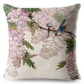 Axyaa Vintage Floral Bird Linen Cushion Cover - 45*45cm