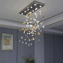 Axyaa Stone Chandelier: Modern Luxury LED Crystal Pendant Lights for Living Room