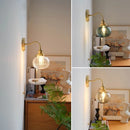 Axyaa Green Class Ball LED Wall Light Fixture with Copper Socket Switch