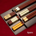 Axyaa Wooden Chopsticks Set - Handmade Japanese Natural Wood, Reusable, Non-Slip, Easy-to-Use