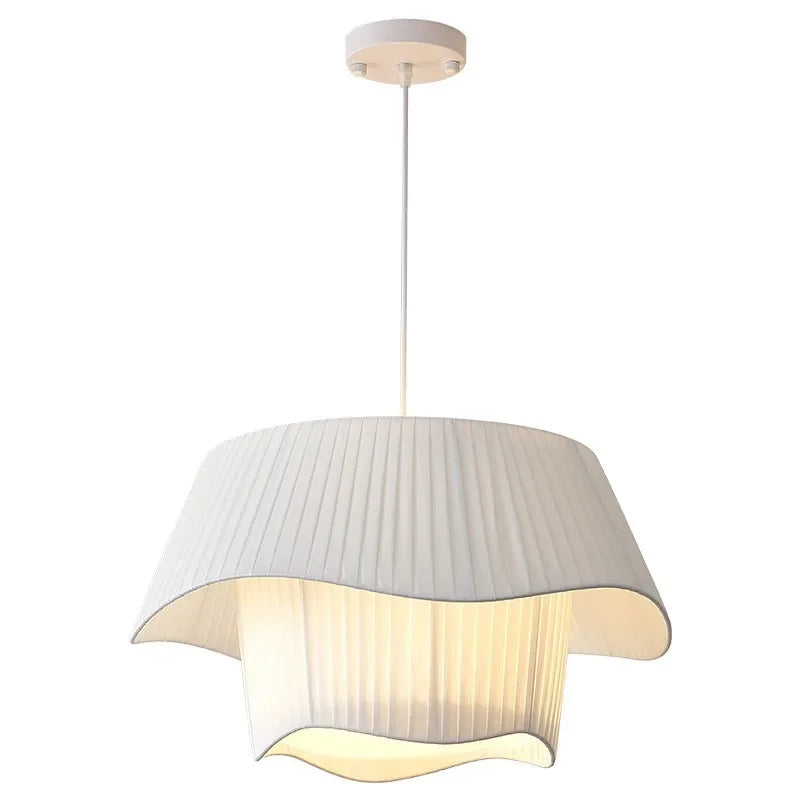 Axyaa Modern Creamy Style Chandelier - Nordic Bedroom Pendant Lights with LED Fabric Shade