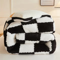 Axyaa Thickened Coral Fleece Checkerboard Queen Size Winter Blanket