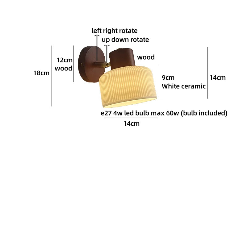 Axyaa Wood Cream Glass Ceramic LED Wall Light for Living Room & Bathroom