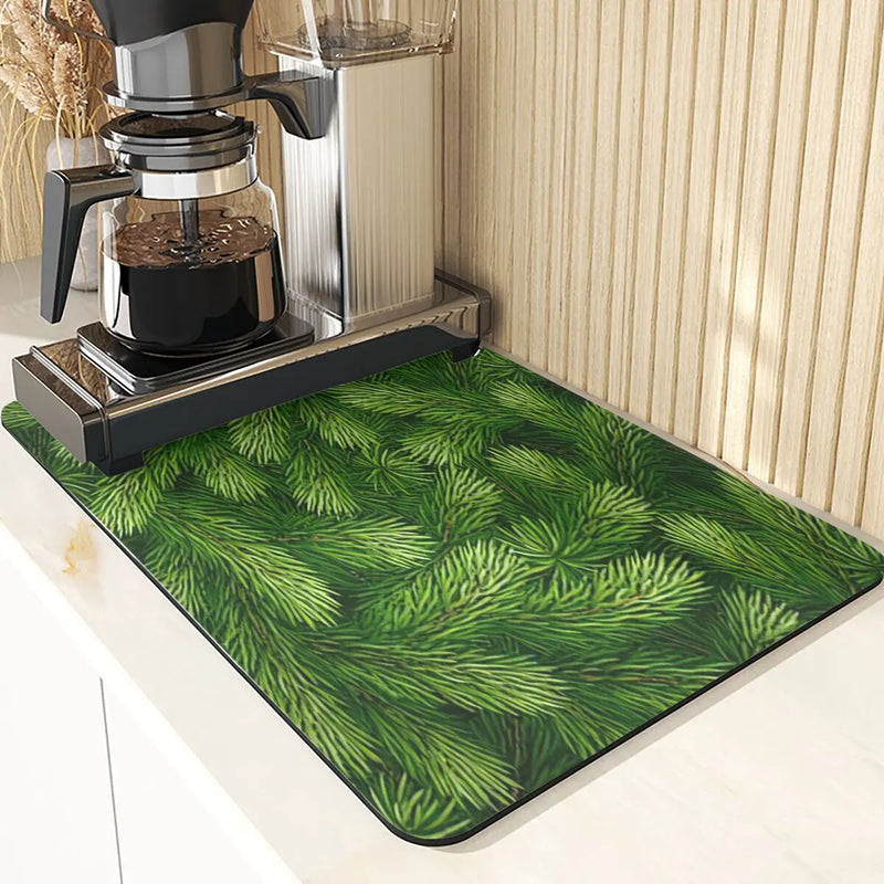 Axyaa Christmas Tree Printed Kitchen Drying Mat