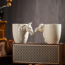 Axyaa Ceramic Espresso Cup with Animal Statue Handle, 180ml - White