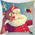 Christmas Elk Print Pillowcase 45x45cm for Sofa, Car, Bedroom, Living Room by Axyaa