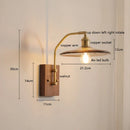 Axyaa Nordic Copper LED Wall Sconce with Adjustable Switch, Walnut Bedside Lamp