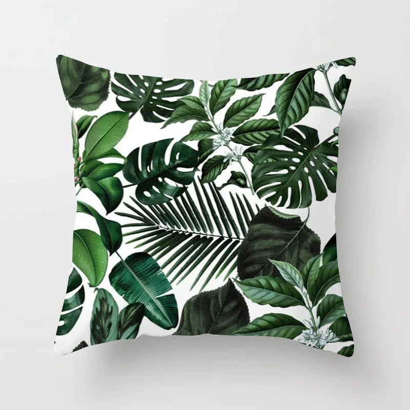 Axyaa Tropical Leaf Cactus Monstera Cushion Cover 45*45cm - Decorative Pillowcase