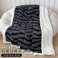 Axyaa Cationic Jacquard Zebra Pattern Velvet Lamb Blanket