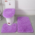 Axyaa 3 Piece White Bathroom Rugs Sets Non-Slip Bath Mats Lid Cover Contour Mat