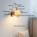 Axyaa Vintage Brass Ceramic LED Wall Lamp with Pull Chain Switch