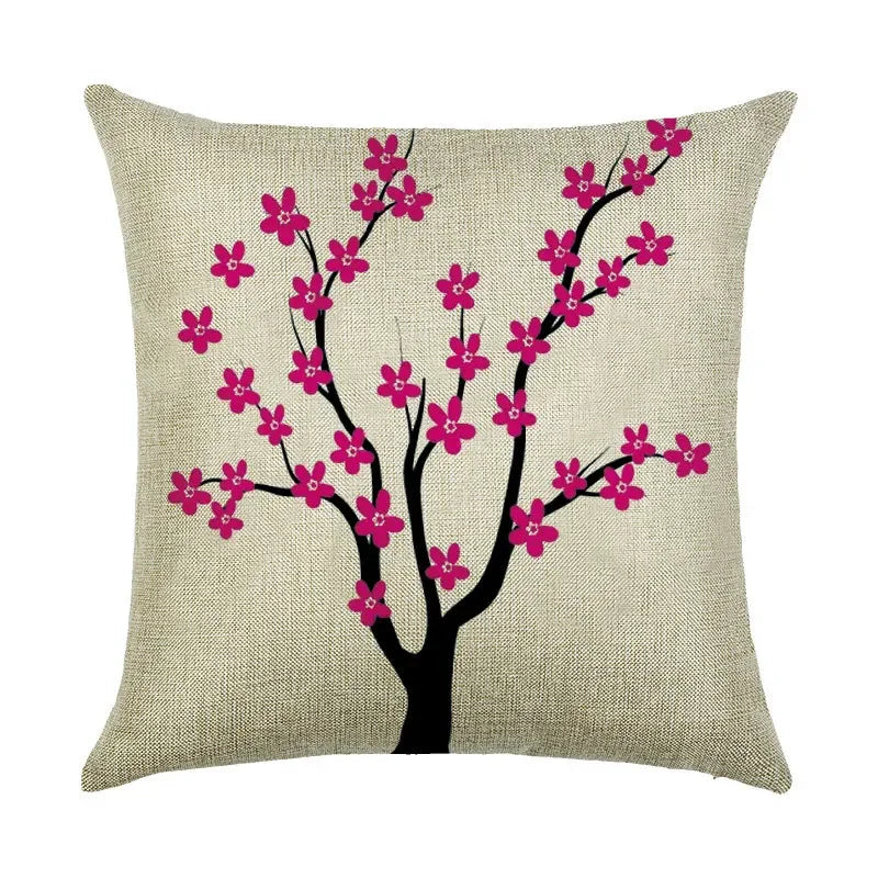 Axyaa Cartoon Pattern Linen Pillowcase - Home Sofa Decorative Cushion Cover