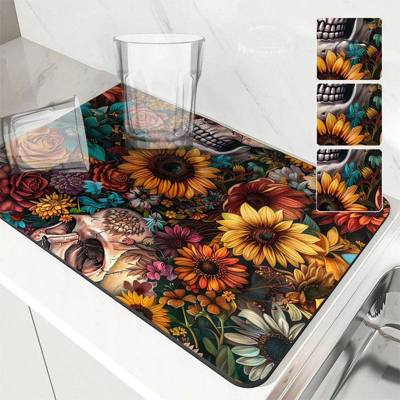 Axyaa Absorbent Drain Pad: Stylish Anti-slip Mat for Cups, Dishes, and Plants