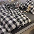 Axyaa Japanese Stripe Grid Bedding Set for Single Full Size Bed - Skin Friendly Polyester