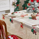 Axyaa Holiday Party Tablecloth Santa Claus Flower Print for New Year Christmas Décor