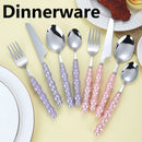 Axyaa Ceramic Pearl Handle Stainless Steel Cutlery Set