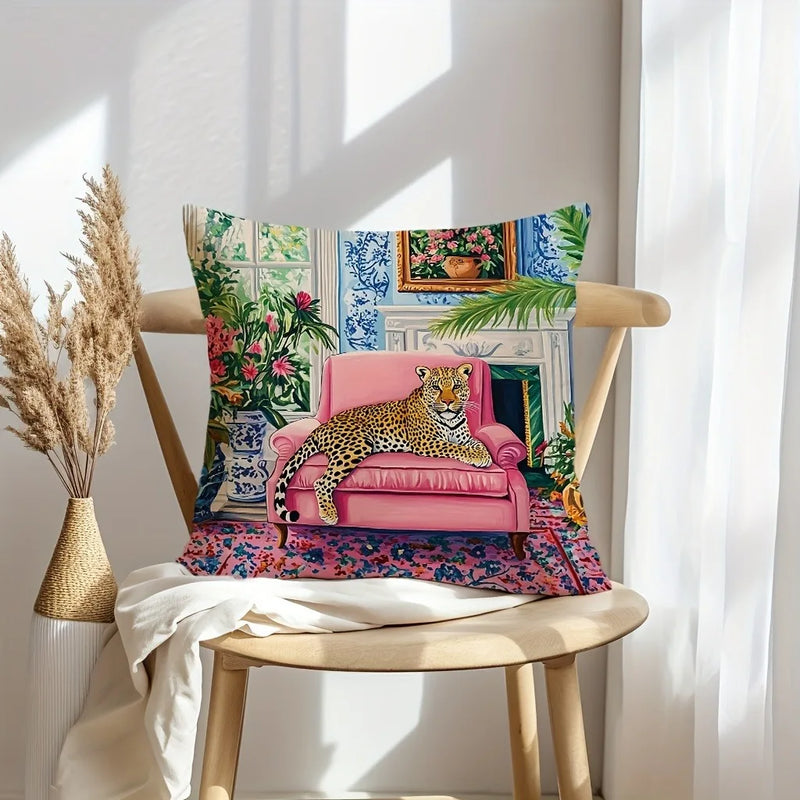 Axyaa Leopard Flower Flamingo Pillowcase Set
